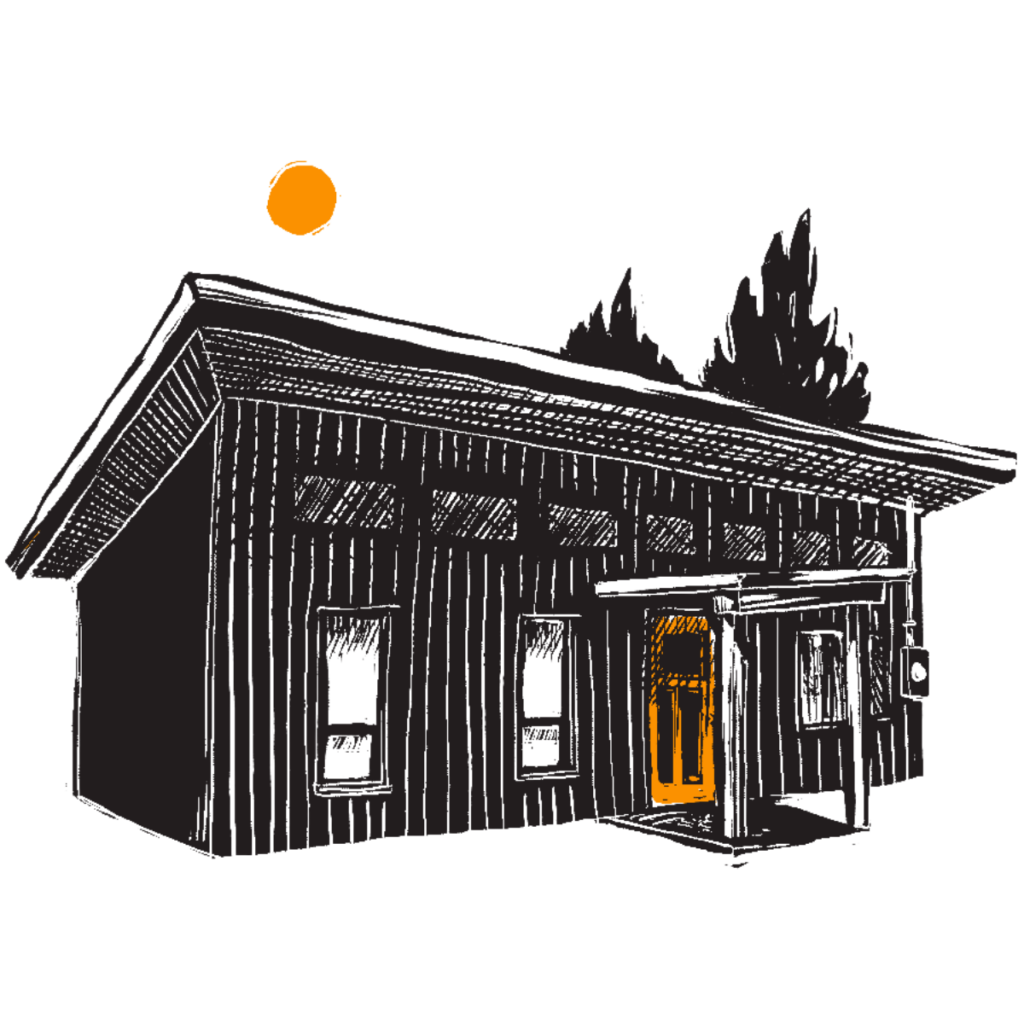 A hand drawn depiction of a carriage house, which is an example of an addition project.