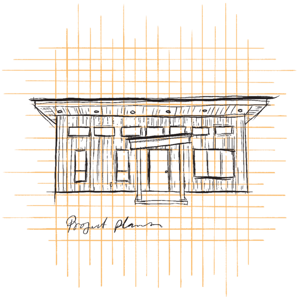 A rough sketch of a design, showing an example of Bowden Renovation & Additions' design service.